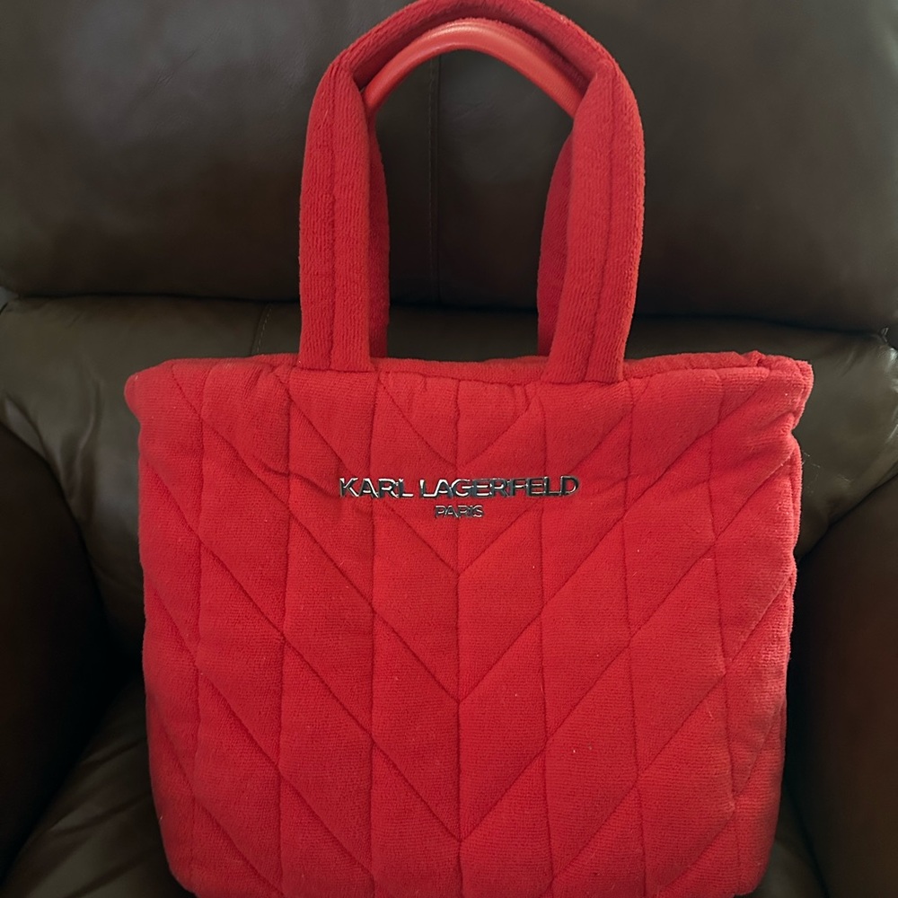 Karl Lagerfeld Red Quilted Tote Bag